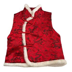 FANG Red and white Vest with Plush Trim